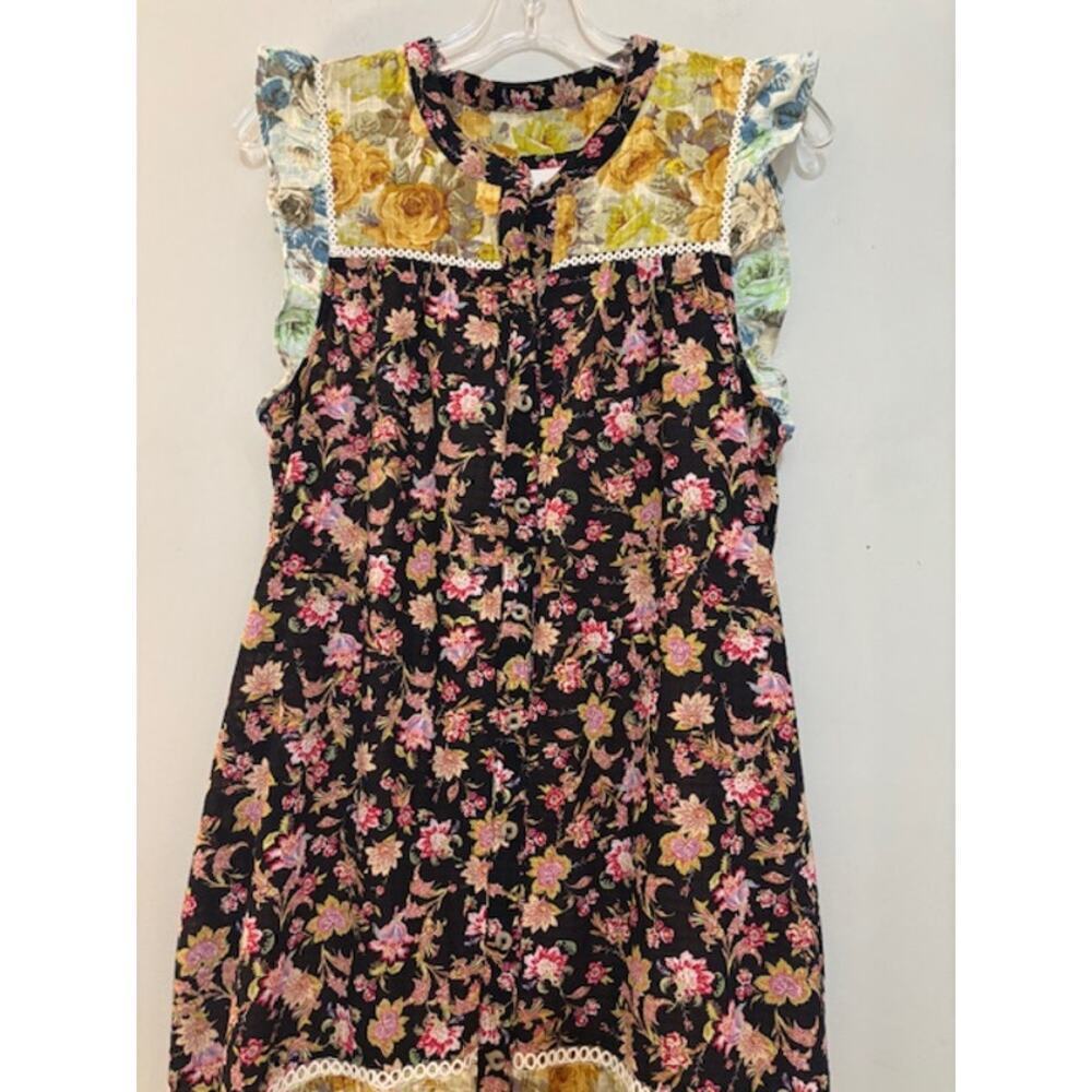 Anthropologie Ruffled Tiered Boho Romantic Coquette Patchwork Maxi Dress Med - Picture 8 of 10